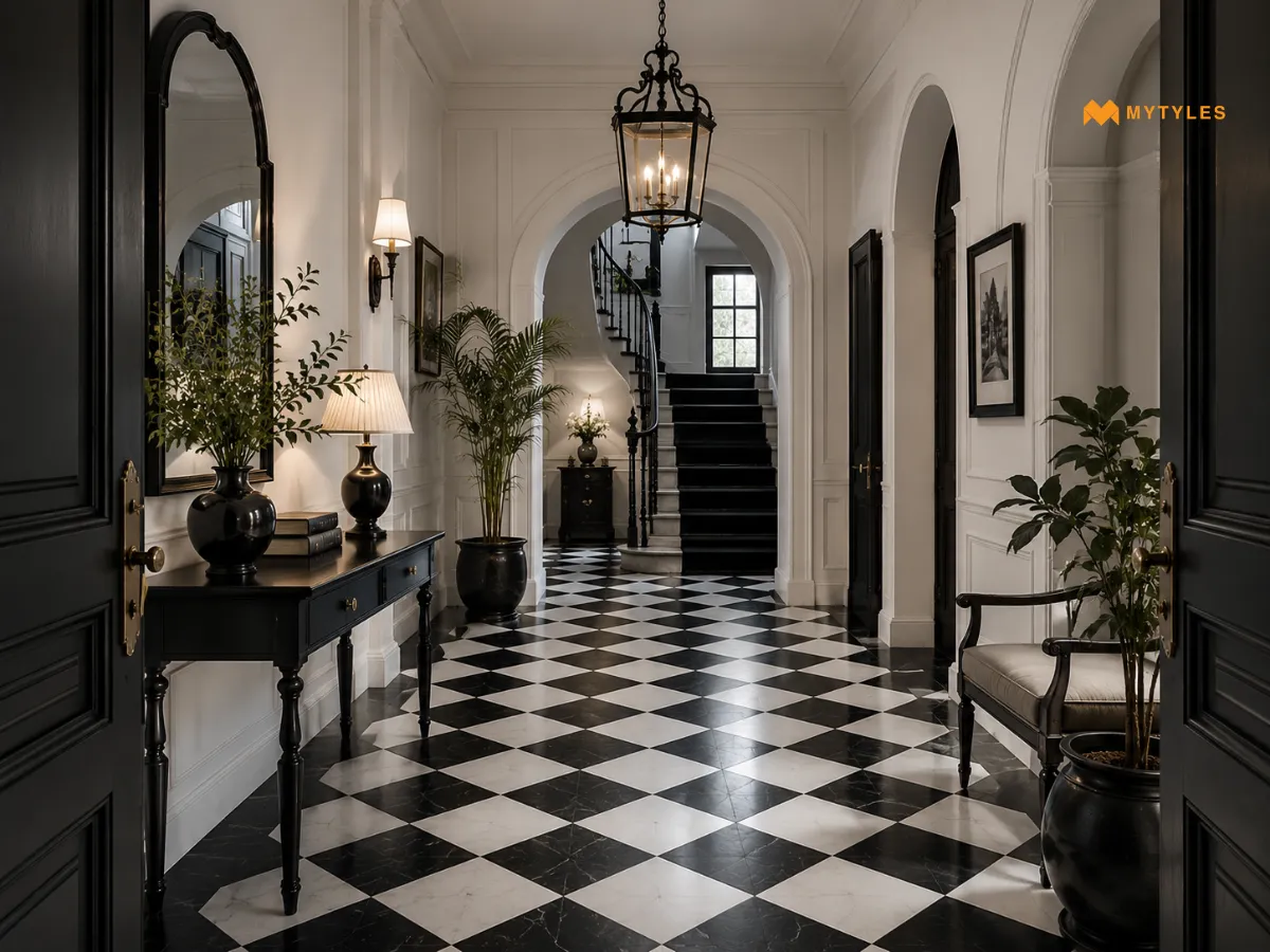 Classic Black and White Entryway